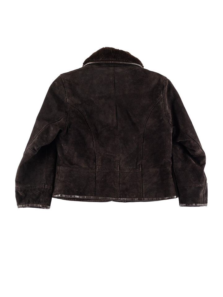 Vintage 70's Women Faux Sheepskin Jacket in BrownMN392