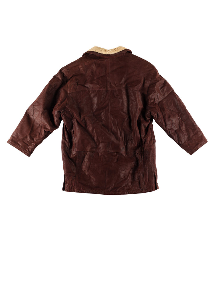 Vintage 80's Men Leather Coat in BrownVN600