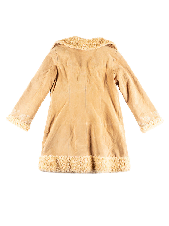 Vintage 70's Women Suede Coat in BeigeMN383