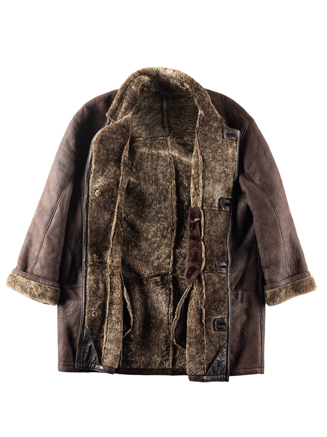 Vintage 80's Men Sheepskin Coat in Brown