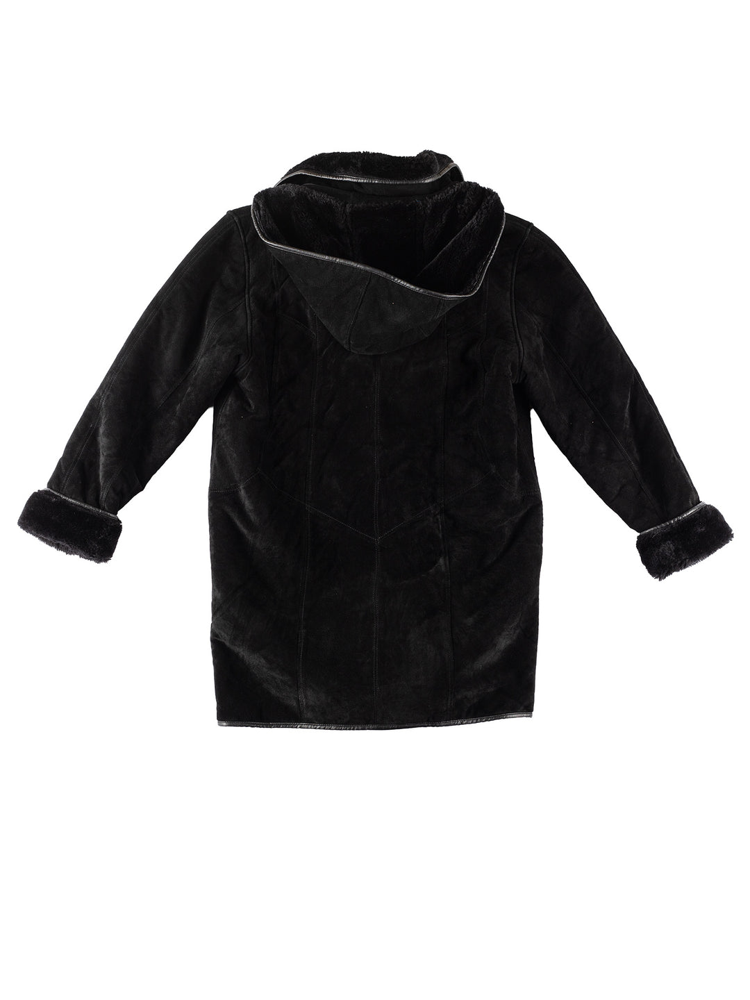 Vintage 90's Women Faux Sheepskin Coat in BlackMN204