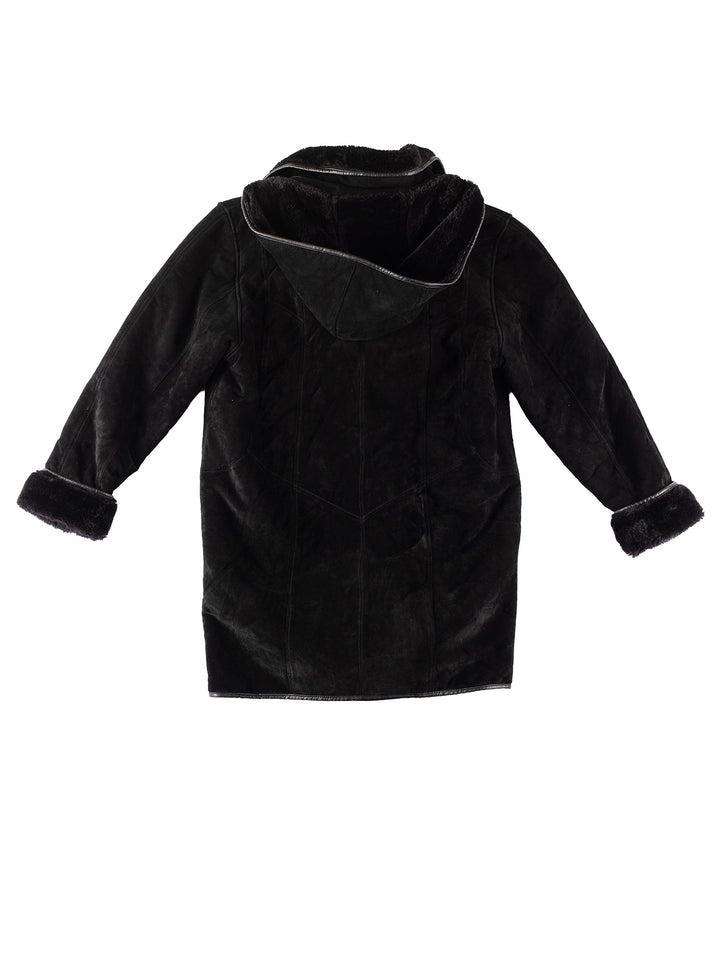 Vintage 90's Women Faux Sheepskin Coat in BlackMN204