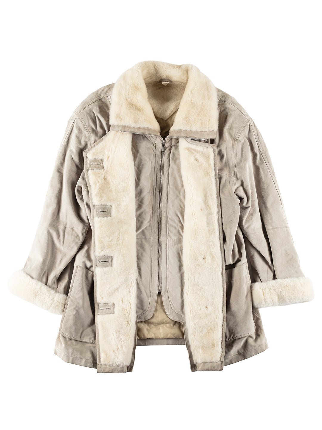 Vintage 00's Women Faux Sheepskin Coat in Gray
