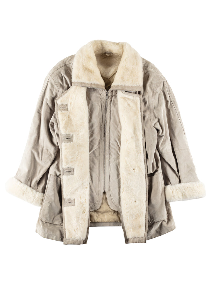 Vintage 00's Women Faux Sheepskin Coat in Gray
