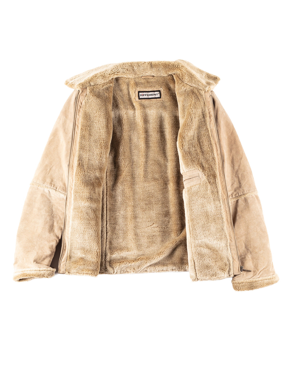 Vintage 90's Women Faux Sheepskin Jacket in Beige