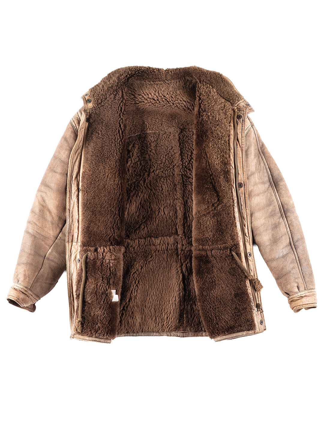 Vintage 80's Men Sheepskin Coat in Brown