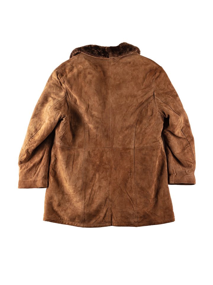 Vintage 90's Men Faux Sheepskin Coat in BrownVN173