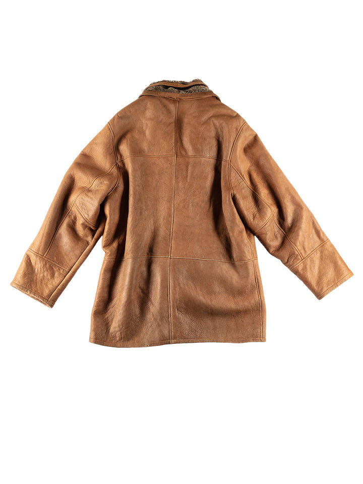 Vintage 80's Men Sheepskin Coat in BrownVN597