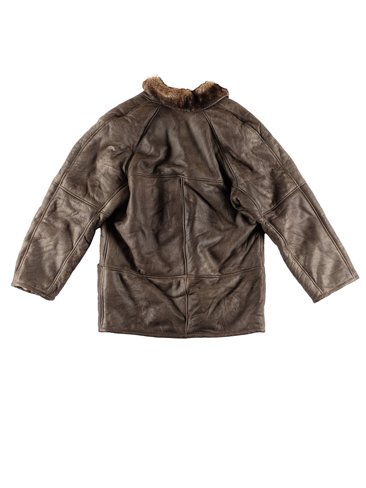 Vintage 80's Men Sheepskin Coat in BrownVN473