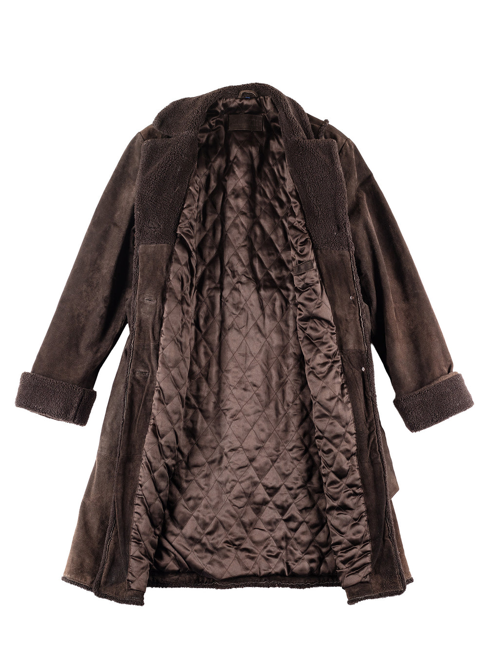 Vintage 90's Women Faux Sheepskin Coat in Brown