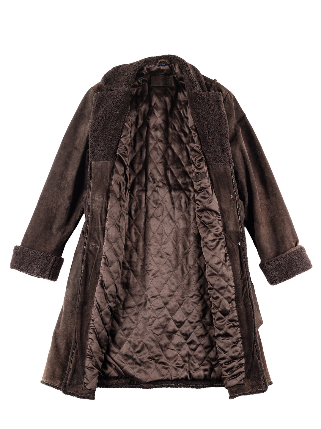 Vintage 90's Women Faux Sheepskin Coat in Brown