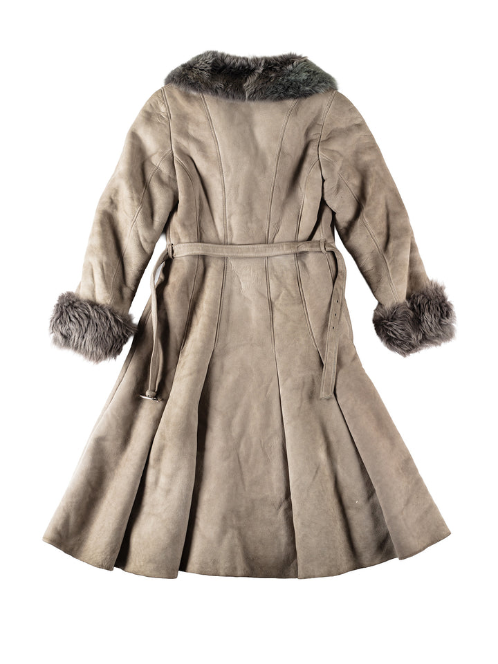 Vintage 70's Women Sheepskin Coat in GrayMN161