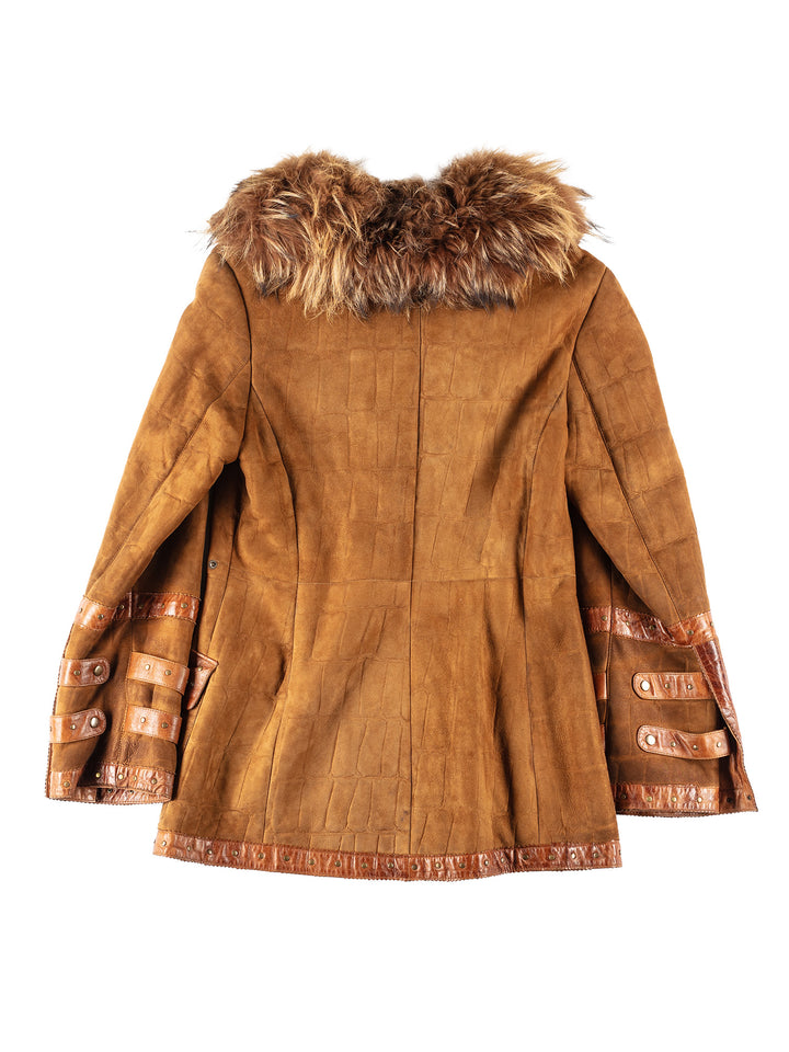 Vintage 90's Women Sheepskin Jacket in BrownMN224