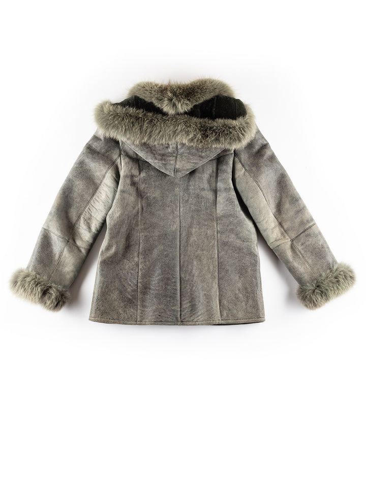 Vintage 70's Women Sheepskin Vest in GrayMN252