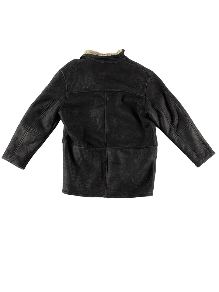 Vintage 80's Men Sheepskin Coat in BlackVN505