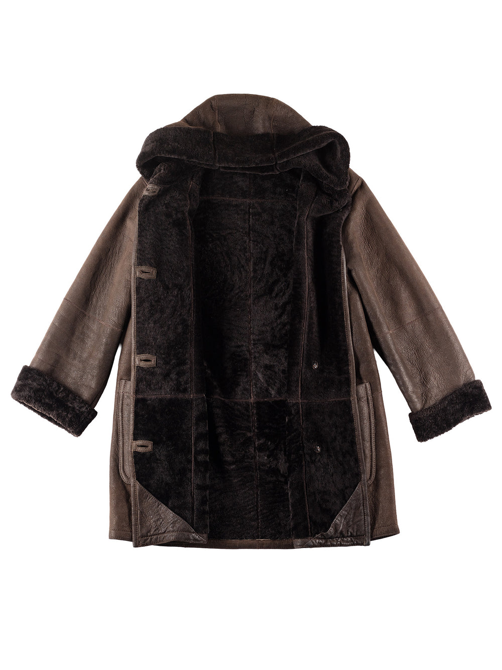 Vintage 80's Women Sheepskin Coat in Brown