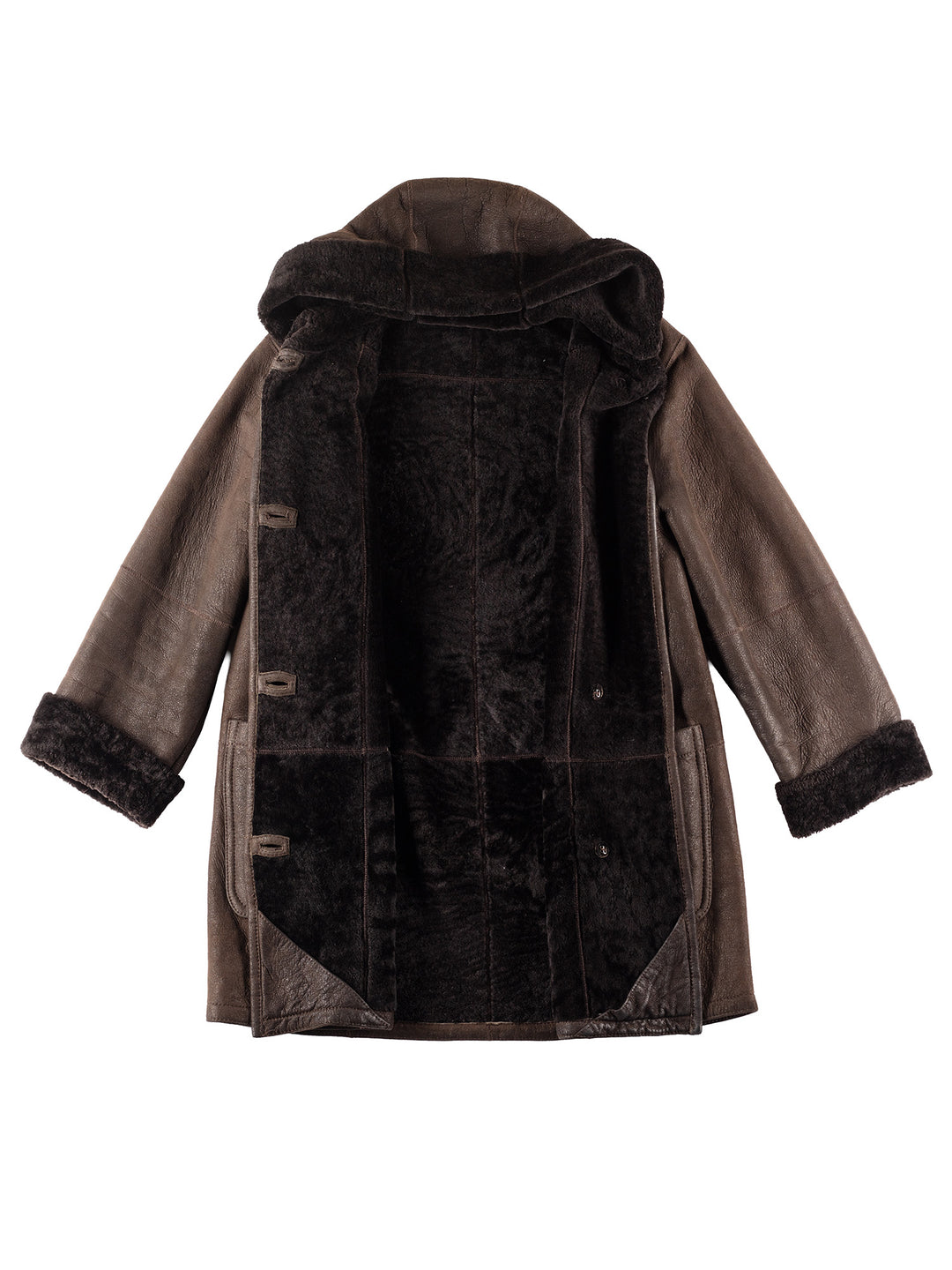 Vintage 80's Women Sheepskin Coat in Brown