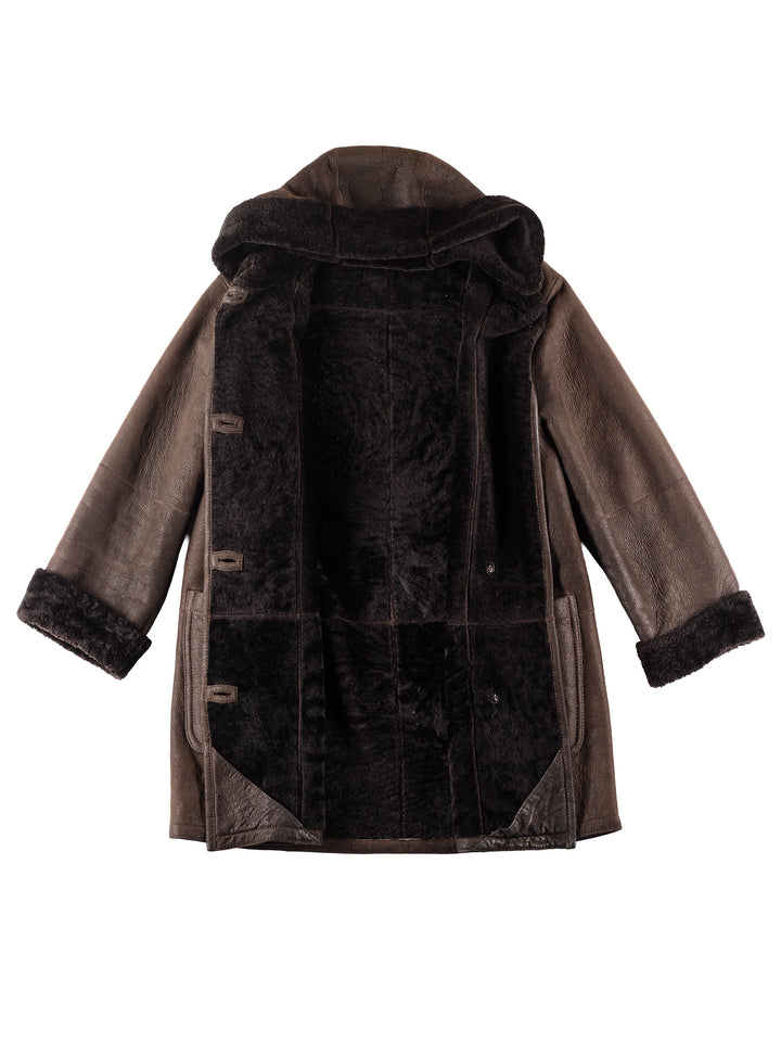 Vintage 80's Women Sheepskin Coat in Brown