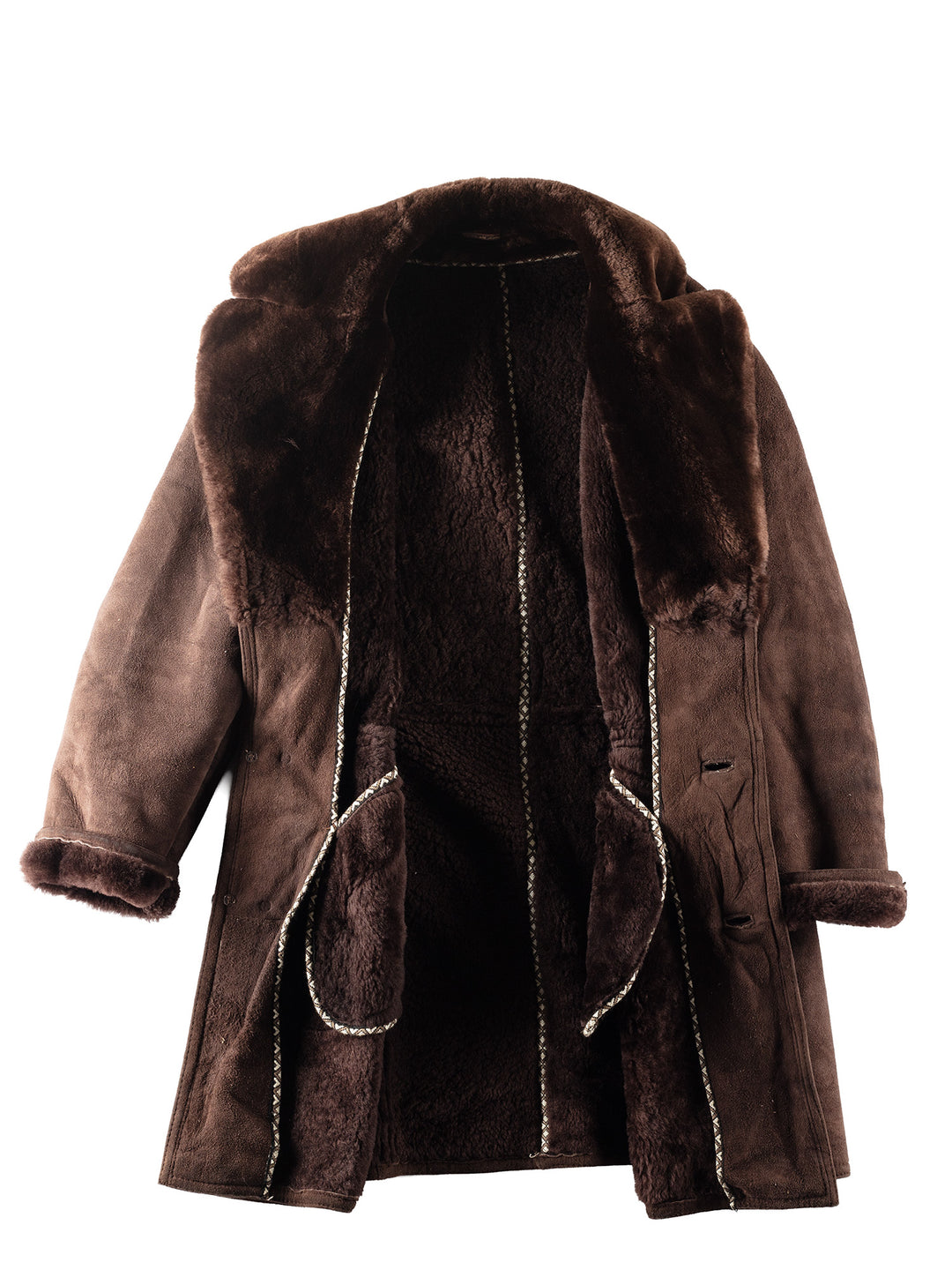Vintage 80's Men Sheepskin Coat in Brown