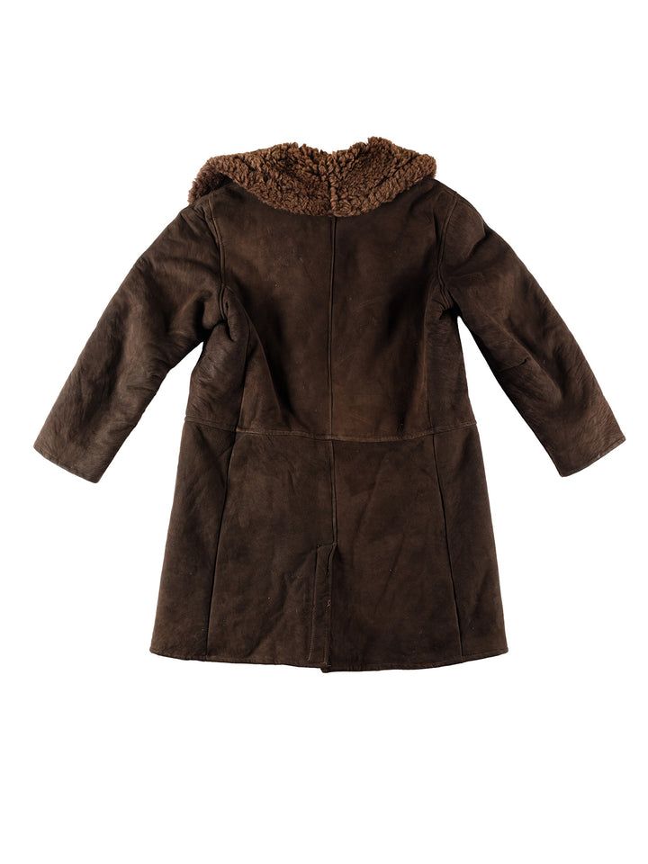 Vintage 80's Men Sheepskin Coat in BrownVN402