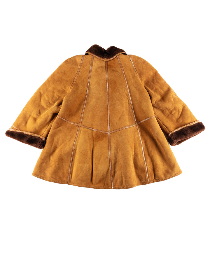 Vintage 80's Women Sheepskin Coat in BrownMN404