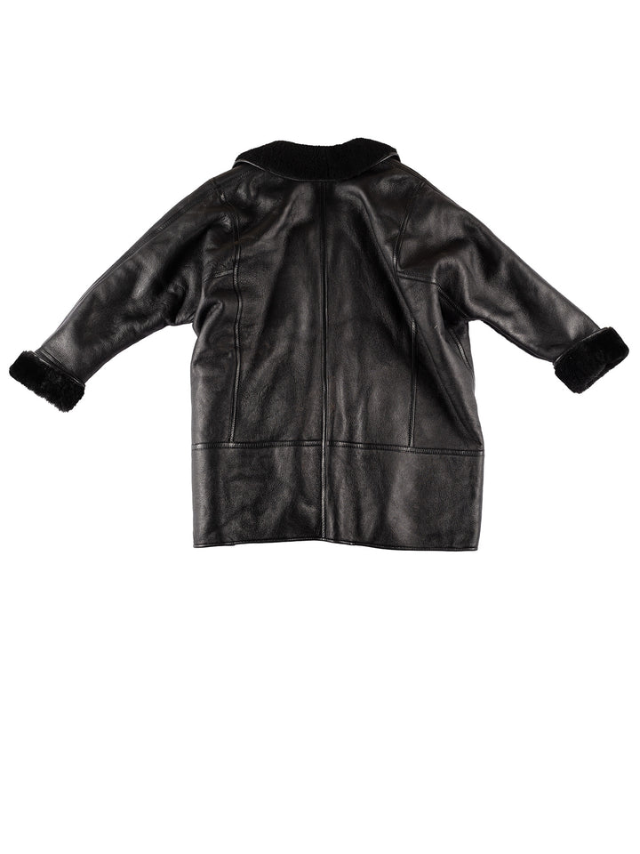 Vintage 90's Men Sheepskin Coat in BlackVN599