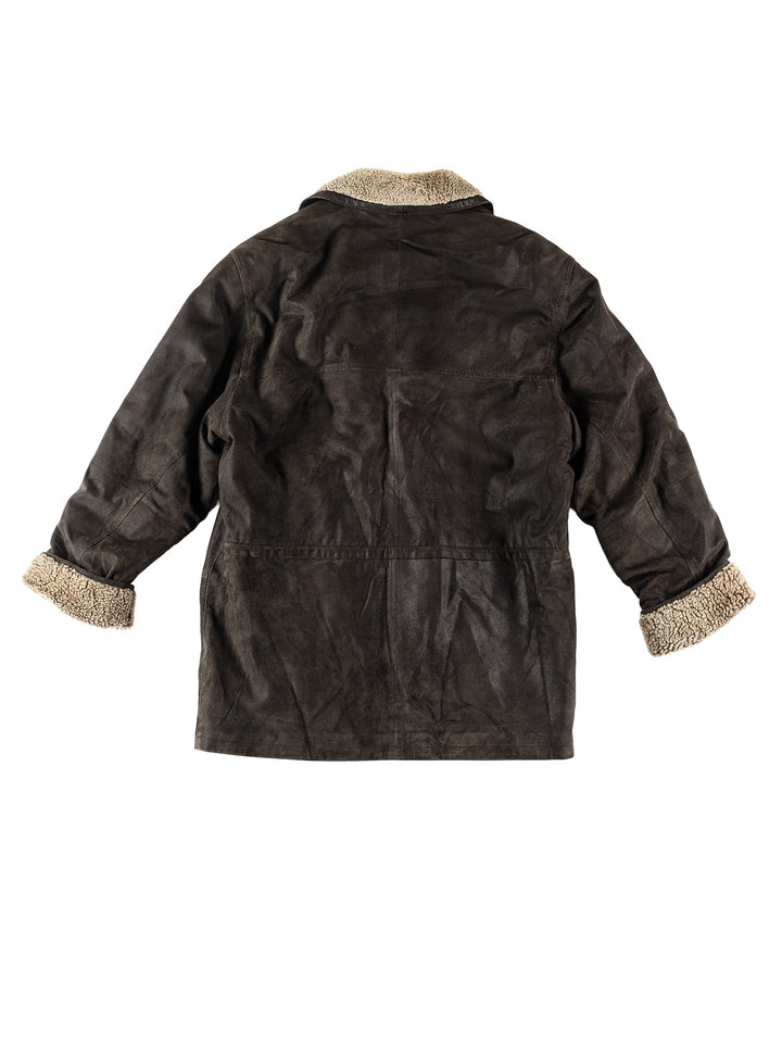Vintage 90's Men Suede Coat in BlackVN231
