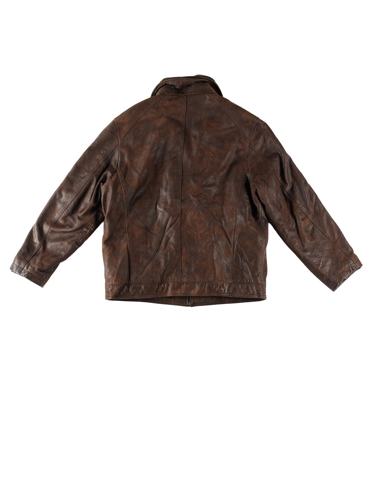 Vintage 80's Men Leather Jacket in BrownVN365