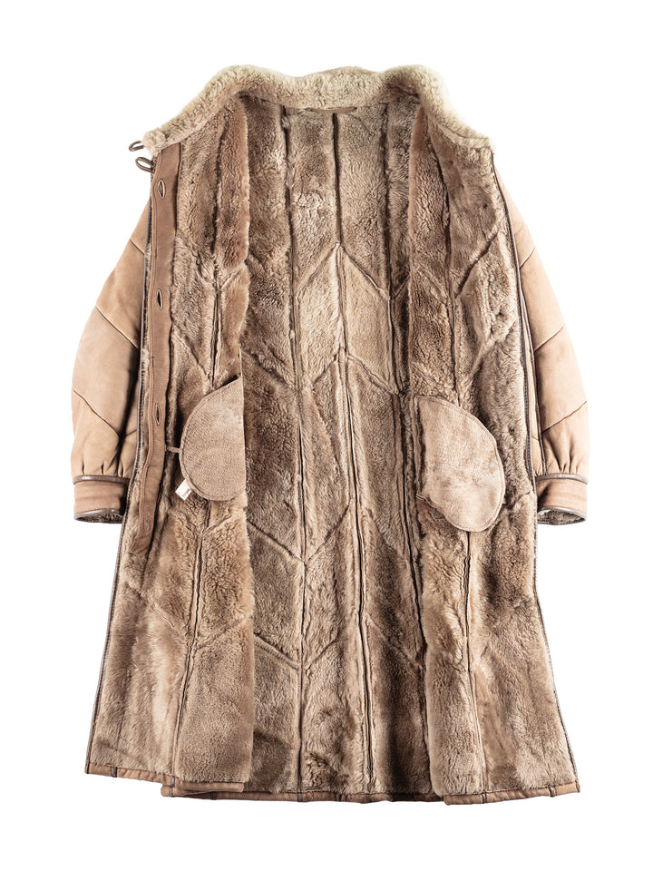 Vintage 80's Women Sheepskin Coat in Brown
