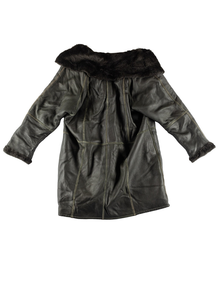 Vintage 80's Women Leather Coat in GreenMN389