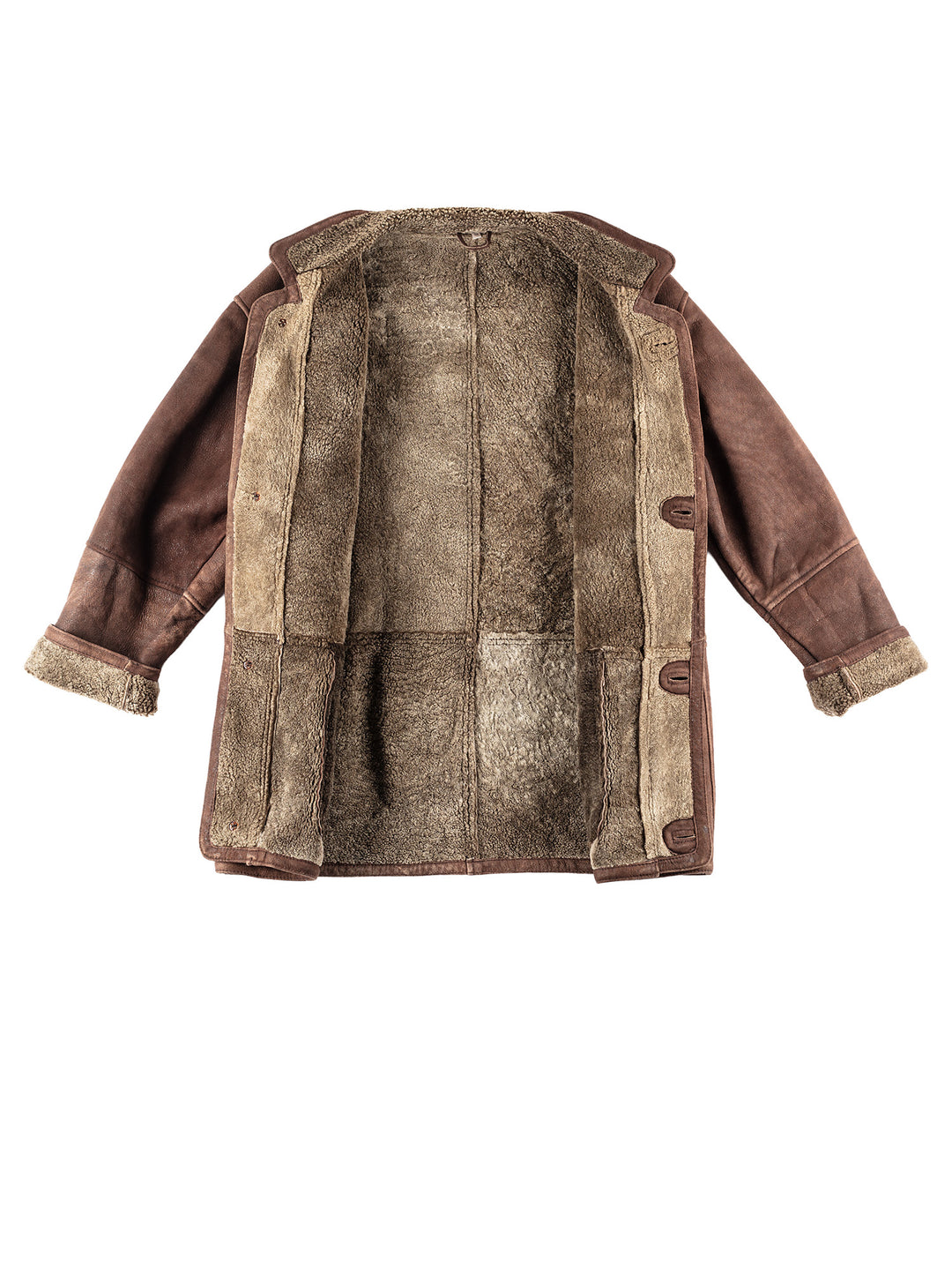 Vintage 80's Men Sheepskin Coat in Brown