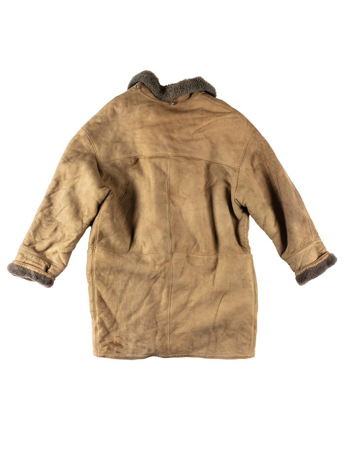 Vintage 80's Men Sheepskin Coat in KhakiVN129