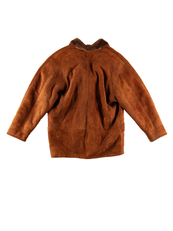 Vintage 80's Men Sheepskin Coat in BrownVN620