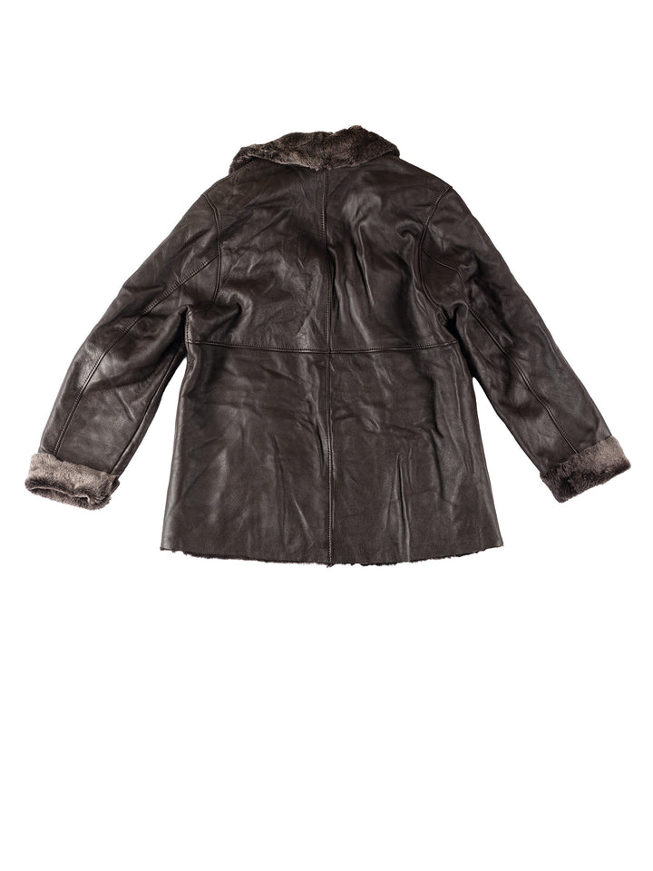 Vintage 80's Women Sheepskin Jacket in BrownMN362