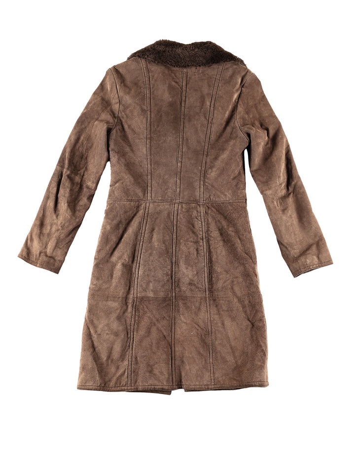 Vintage 70's Women Faux Sheepskin Coat in BrownMN331