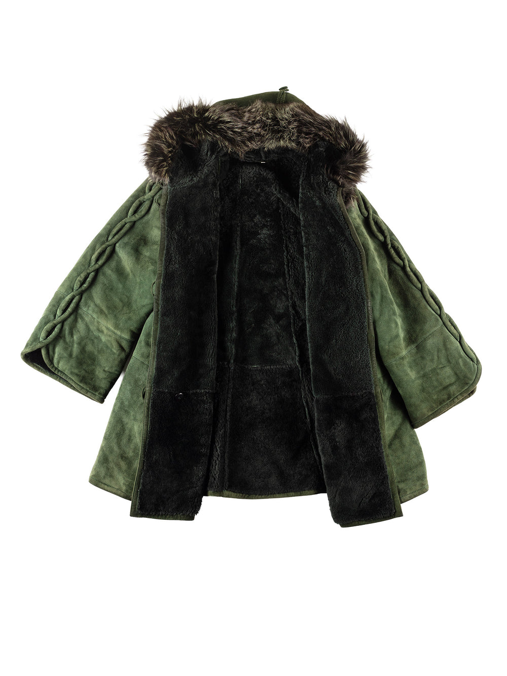 Vintage 80's Women Sheepskin Coat in Green