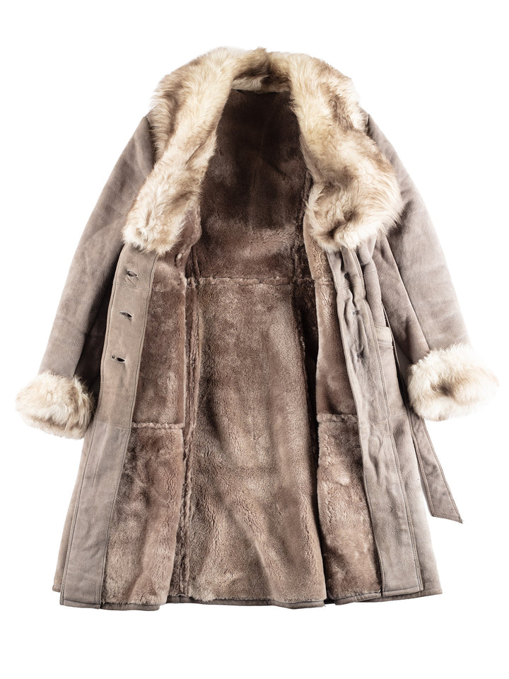 Vintage 70's Women Sheepskin Coat in Gray