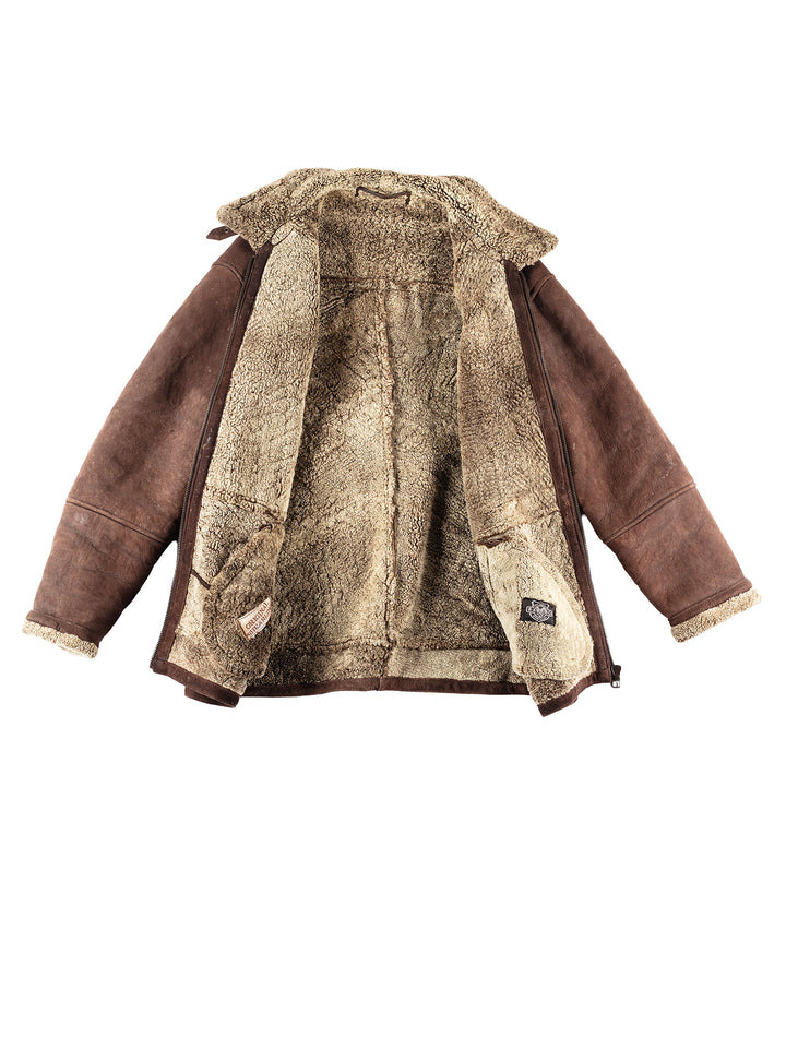 Vintage 90's Men Sheepskin Coat in Brown