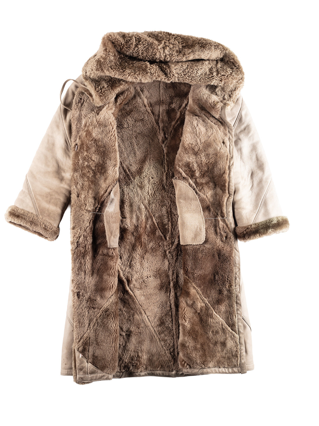 Vintage 80's Women Sheepskin Coat in Beige
