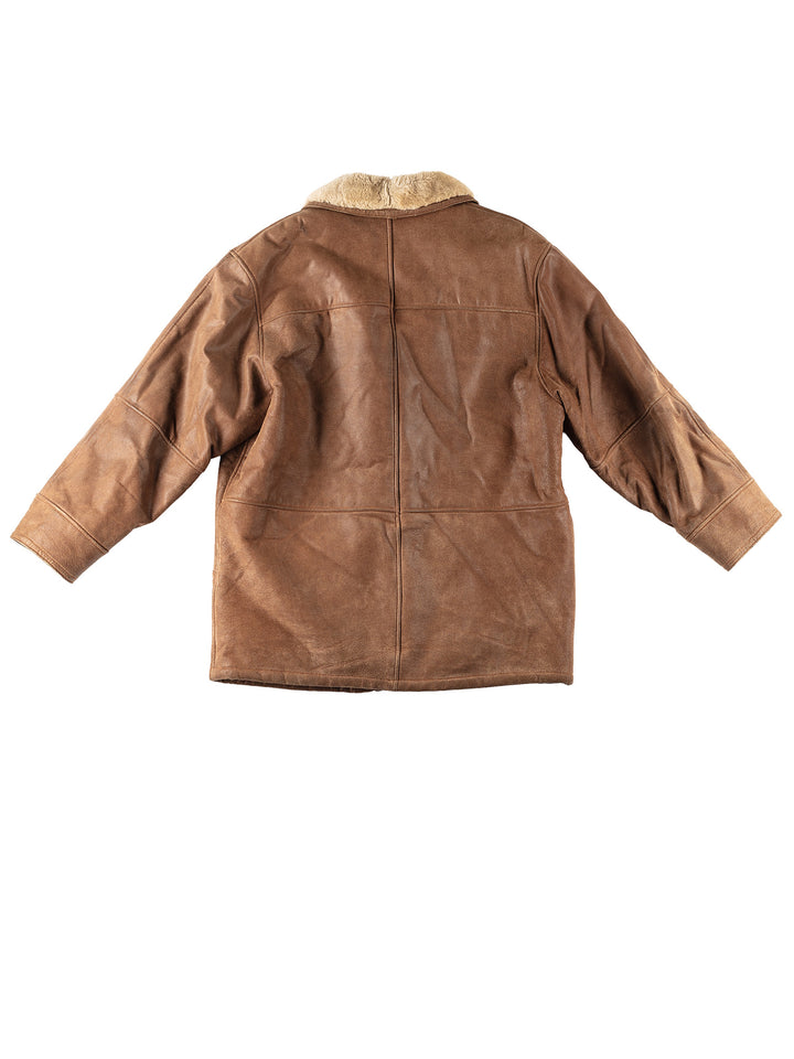 Vintage 90's Men Faux Sheepskin Coat in BrownVN241