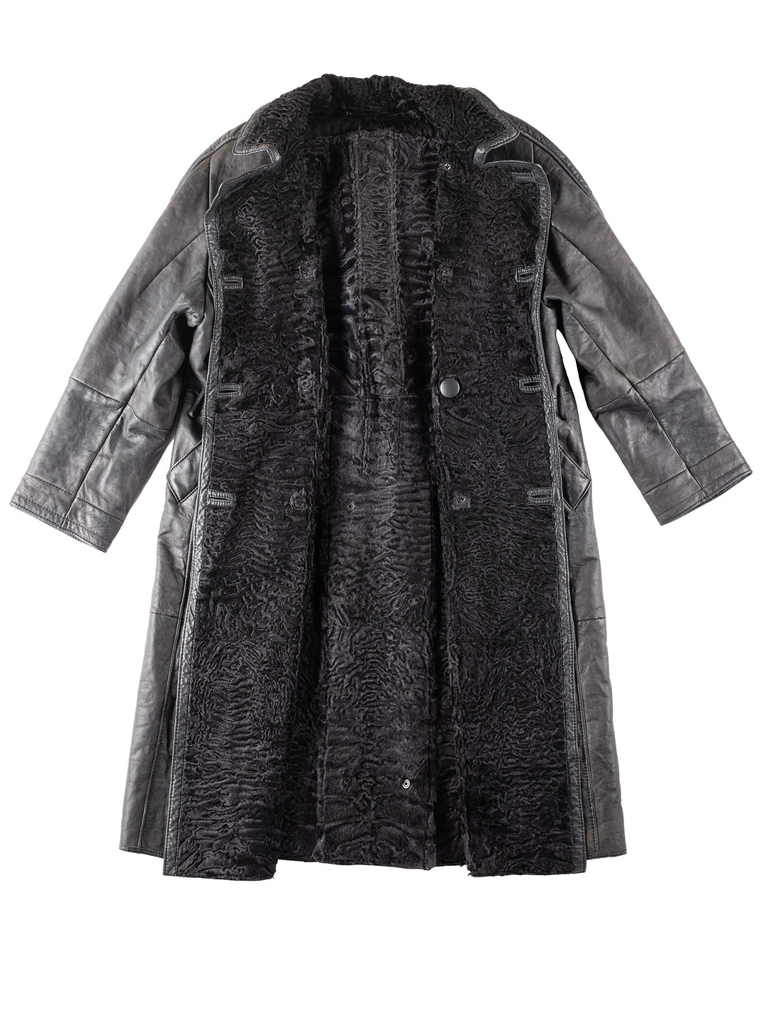 Vintage 90's Women Sheepskin Coat in Black