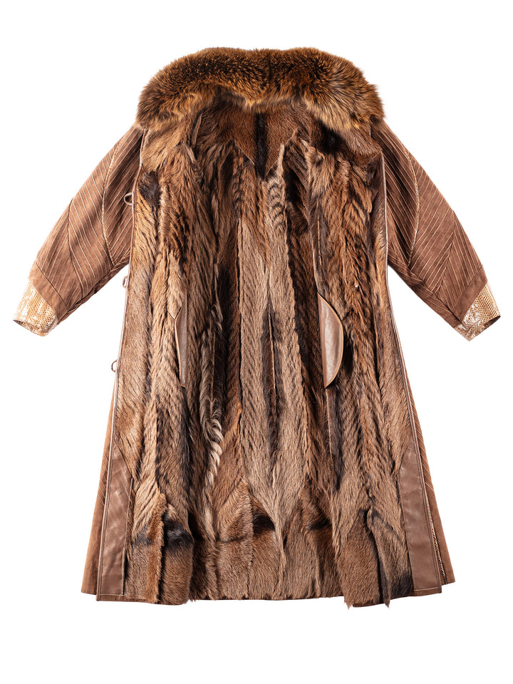 Vintage 70's Women Fur Coat in Brown