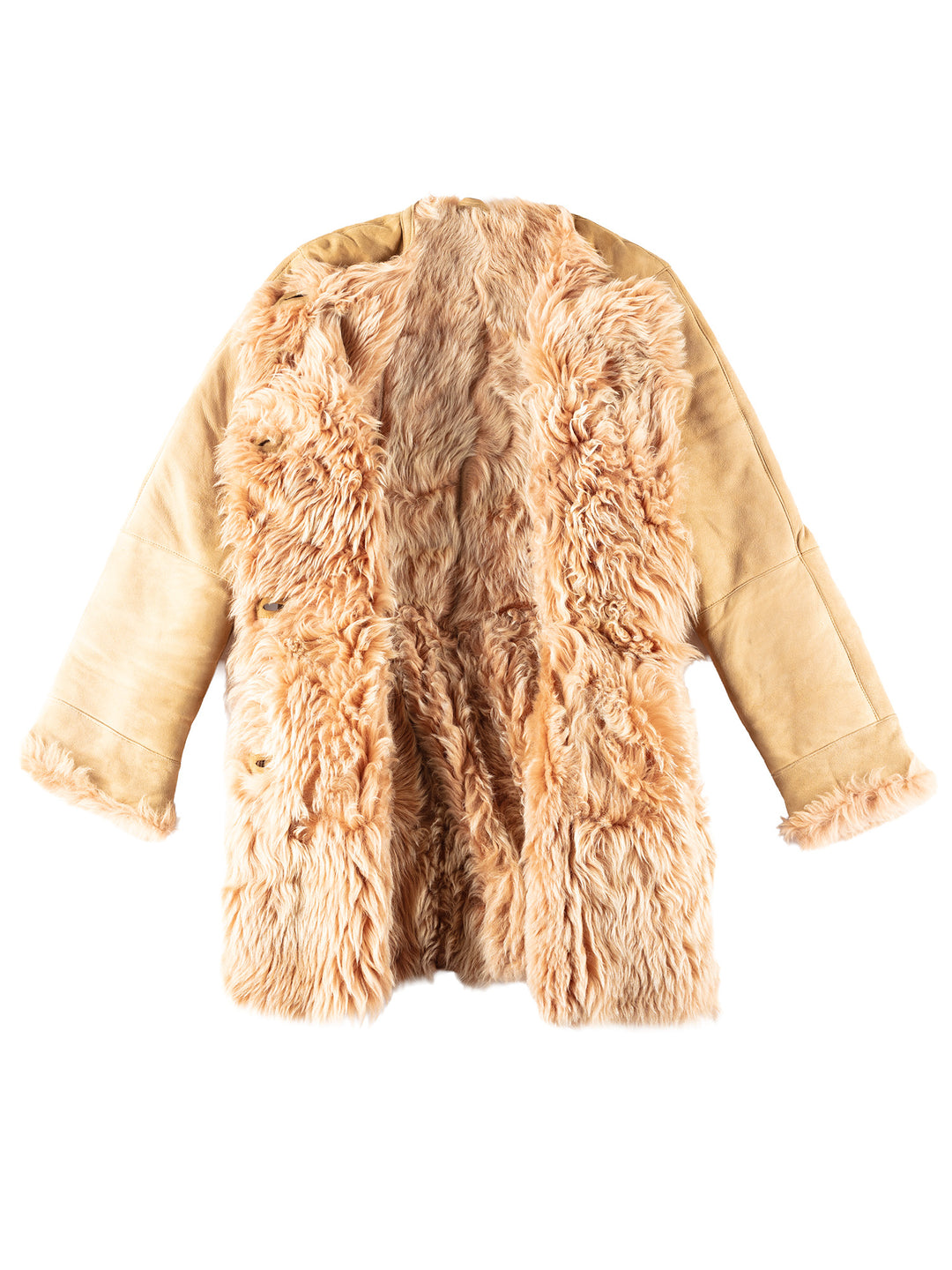 Vintage 90's Women Sheepskin Coat in Beige