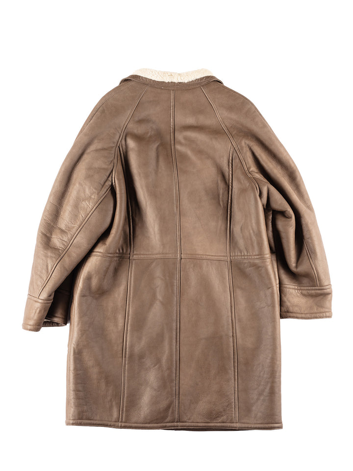 Vintage 80's Men Sheepskin Coat in Brown