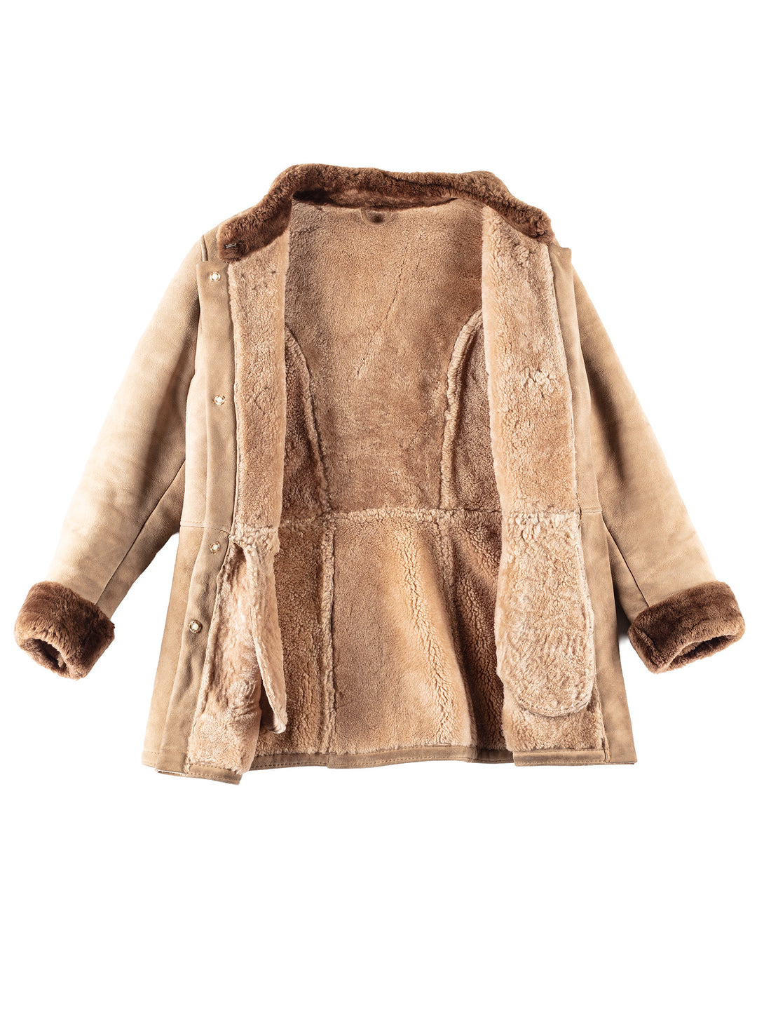 Vintage 90's Women Sheepskin Coat in Beige