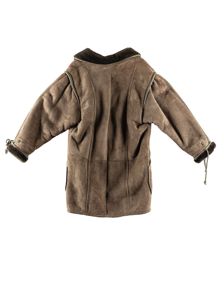 Vintage 80's Women Sheepskin Coat in GreenMN251