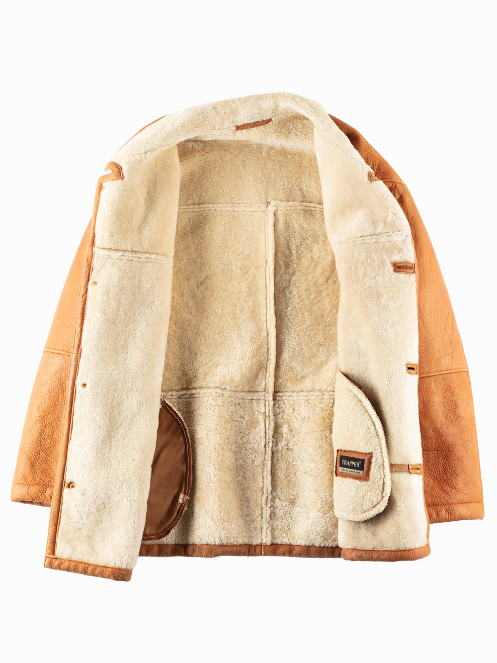 Vintage 80's Men Sheepskin Shearling Jacket in Brown