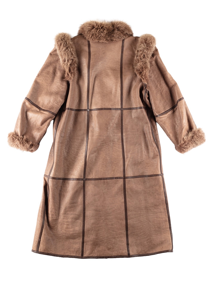 Vintage 80's Women Sheepskin Coat in BrownMN217
