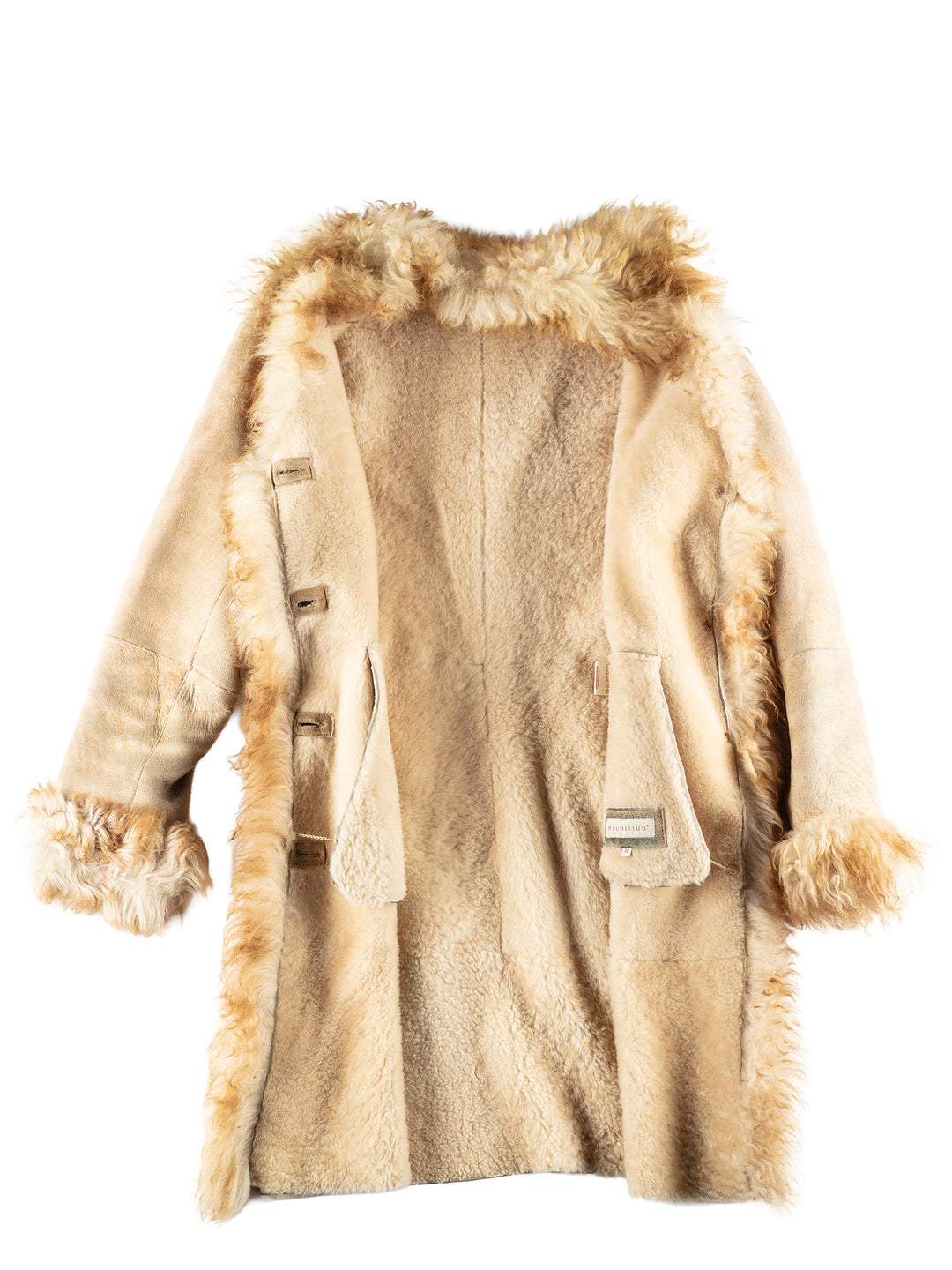 Vintage 90's Women Sheepskin Coat in Beige