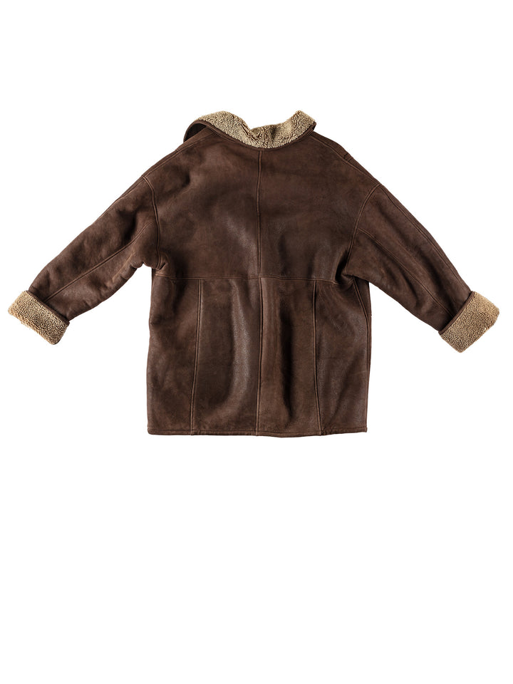 Vintage 80's Women Sheepskin Coat in BrownMN533